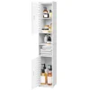 5-Tier Tall Mirrored Bathroom Cabinet Storage Cupboard PVC Floor Standing Tallboy Unit, for bedroom, living room display cabinet