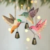 1pc Hand-Carved Solid Wood Hummingbird Wind Chime Pendant -Wood Grain Flying Bird Sculpture with Soothing Sound,Rustic Farmhouse
