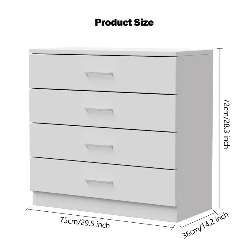 4-Drawer Chest of Drawers with Metal Handles-Heavy-Duty Hardwood&HDF Construction,Spacious Storage Cabinet with Flat Panel Doors - Image 6