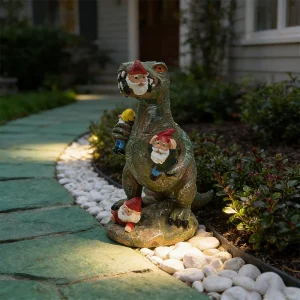 Creative Dinosaur Eating Dwarf Figurine Ornament，Perfect sculpture display for both outdoor and indoor use
