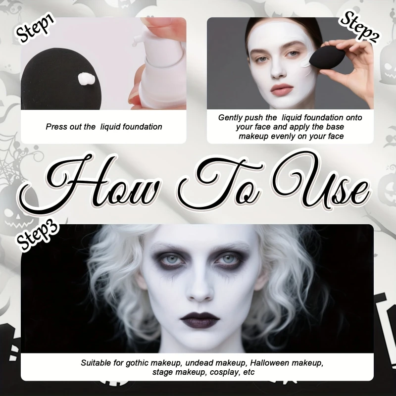 Pure White Liquid Foundation for COS stage Makeup Long-lasting concealer Mixable Pure White Foundation Adjuster Lighten&Brighten - Image 3