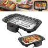 1500W Electric Grill, Smokeless BBQ Grill with Stand, 5-Temp Non-Stick, Compact Tabletop for 2-4 People, Indoor Outdoor Use
