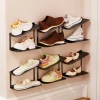 2 Pcs/3 Pcs/4 Pcs Black Wall-Mounted Shoe Rack Floating Shoe Holder Wall Hanging Shoe Display Rack Sneaker Collection Wall Mount Shoe Rack