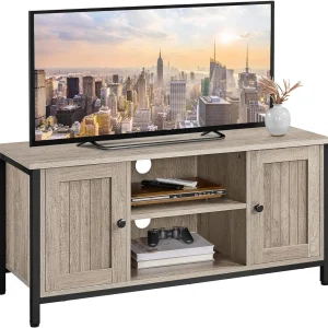 Industrial TV Cabinet Wood TV Stand Cabinet for 50 Inch TV, TV Stand with 2 Doors & Adjustable Shelves,TV Table for Living Room,