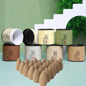 1 can of about 40 natural reflux cones with various fragrances for home meditation and mood relief, convenient to carry.