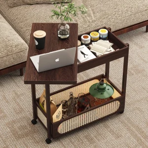 trolley with wheels movable folding coffee table living room sofa side table