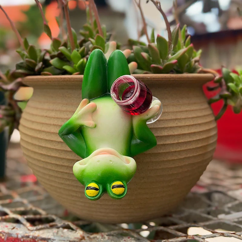 Frog Figurine Plant Hanger Decorations For Pots, Miniature Frog Statue Outdoor Women Gifts Frog Garden Decor Planter Pot Hugger - Image 2