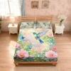 3pcs Hummingbird Floral Print Coreless Bed Sheet Set, Multi Size Comfortable Bed Cover, Bedroom Bedding Decoration
