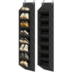 8-Tier Shoe Rack, Freestanding Hanging Shoe Organizer with Multiple Compartments for Sneakers Boots, Wall-Mounted Storage