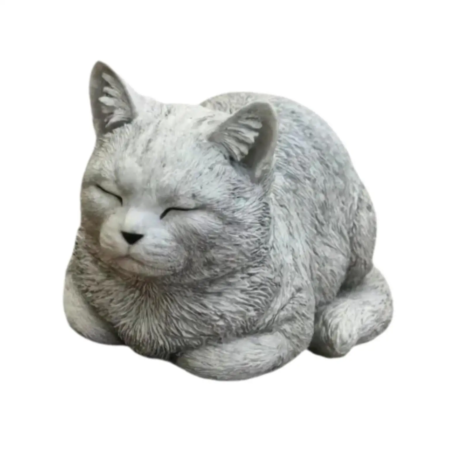 Garden Cat Figurine Memorial Cat Ornament Porch Patio Resin Housewarming Pet Outside Decor Sleeping Cat Sculpture