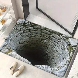 3D Optical Illusion Endless Abyss Non-Slip Door Mat Machine Washable for Bathroom Bedroom Camping Yoga Durable Floor Mat