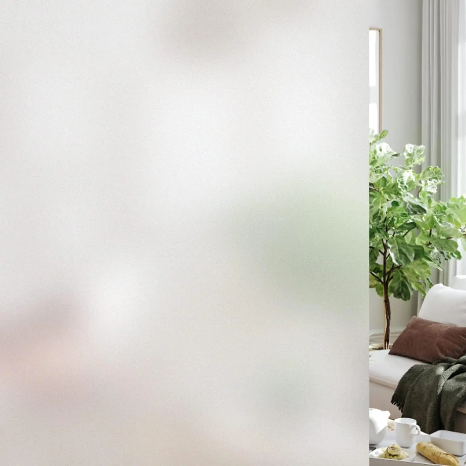 Frosted Window Privacy Film Heat Control UV Blocking, Static Cling Non-Adhesive Reusable Door coverings for Bathroom Home Office