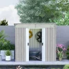 Outsunny 6.5 x 4FT Galvanised Metal Shed with Foundation Kit, Lockable Tool Garden Shed with Double Sliding Doors, Vents, Light