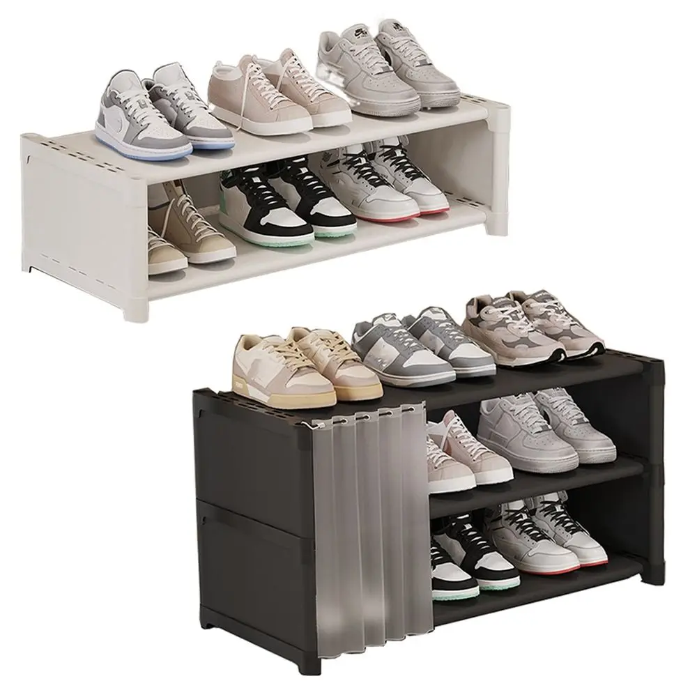 Simple Black And White Shoe Rack Dust Proof Storage Tool For Student Dormitory Bed Bottom Storage Rack Shoe Cabinet
