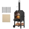 Outsunny Charcoal Tall Ovan Pizza Maker BBQ Grill Outdoor Picnic w/ Thermometer