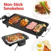 Electric Grill Indoor Non-Stick Small BBQ Griddle Hot Plate Outdoor Garden Camping Picnic Party Teppanyaki Grill Plate Smokeless