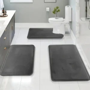 Three Piece Toilet, Bath Floor Mat, Shower Mat, Bath Absorbent Mat, Non Slip Carpet, Soft and Comfortable, Laundry Room.