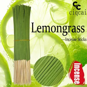 Lemongrass-Flavored Premium Thick Incense Sticks, 12cm / 4.72inch Natural Incense Sticks, Made Purely by Hand from Apple and Cinnamon Fragrance Powder, with Strong and Long-Lasting Fragrance, Refreshing and Invigorating, Purifying the Air, Suitable for Home, Office, Hotel, Club, Etc., Light Luxury Packaging, Ideal for Holiday Gifts