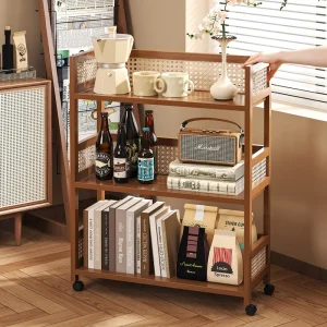 Movable side tables, sofa side tables, retro-style coffee tables, storage racks with wheels, handcarts, living room tea tables