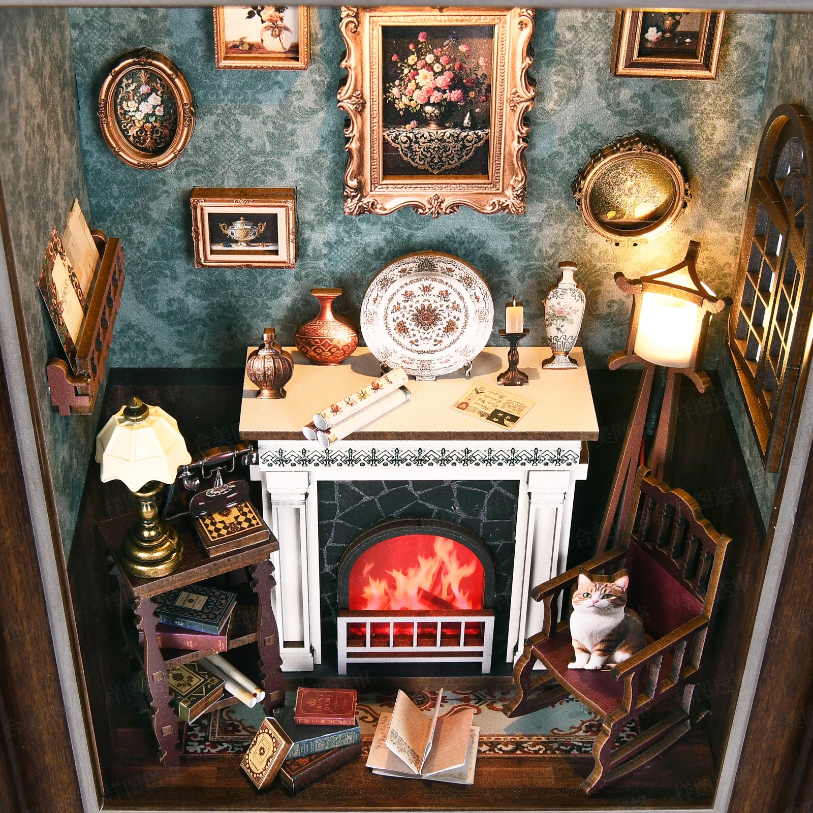 DIY Book Nook Bookshop Kit Photo Miniature Wooden Dollhouse with Light Bookshelf Insert 3D Puzzle Decor for Gift Owl Bookstore - Image 6