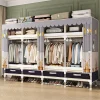 Freestanding Portable Wardrobe with Multicolor Fabric Cover Metal Frame 4 Storage Compartments Hanging Closet Organization