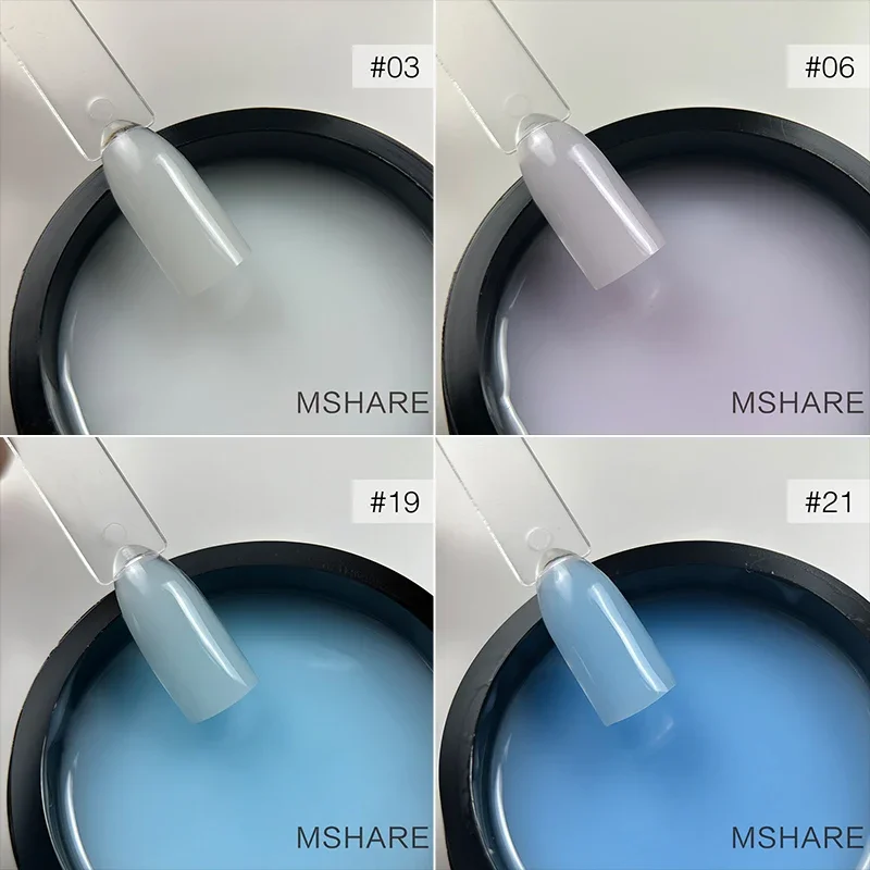 MSHARE 50g Jelly White Pink Blue Translucent Self Leveling Builder Hard Gel for Nail Extension Construction UV Gel - Image 4