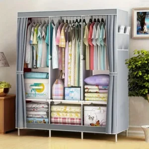 Simple Fabric Wardrobe, Metal & Plastic Bedroom Closet, Sturdy Steel Frame, Multi-Layer Storage Organizer for Dorm and Home Use