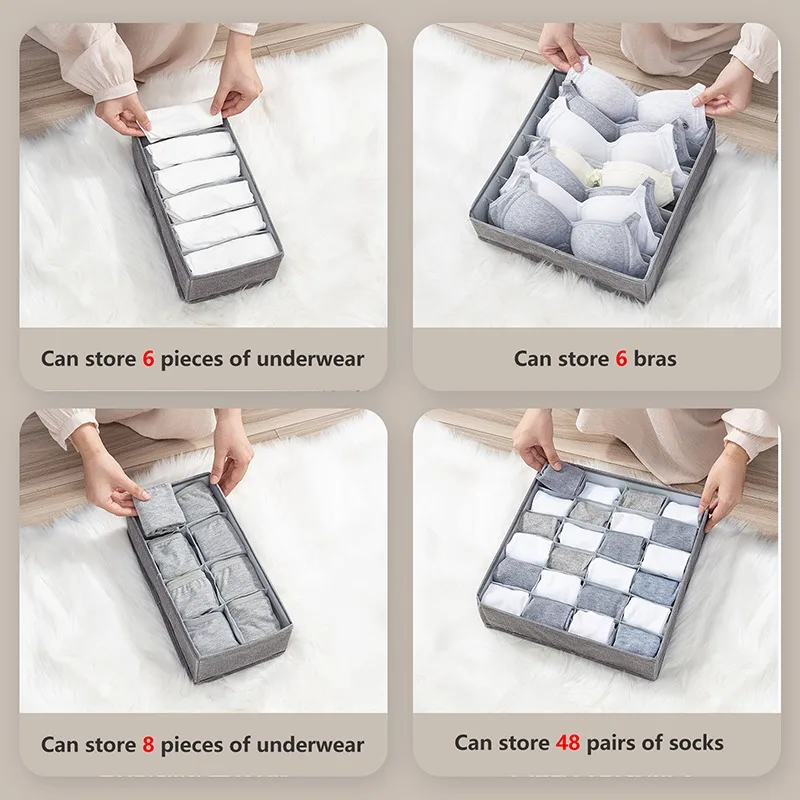 Fabric Underwear Bra Storage Box Underwear Sorting Box Panty Socks Compartment Storage Box Drawer Organizer Home Storage - Image 5