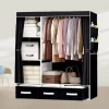 New Upgraded Wardrobe 65 Inch Large Cabinet Clothes Closet with Storage Shelves and Side Pocket Home Portable Clothes Organizer