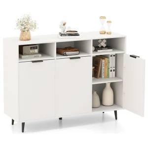 GOFLAME Sideboard Buffet Cabinet Kitchen Storage Cabinet with Shelves-White
