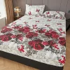 3PC White Red Black Rose Butterfly Fitted Sheet Set, Gothic Floral Pattern Bedding for Bedroom Decor