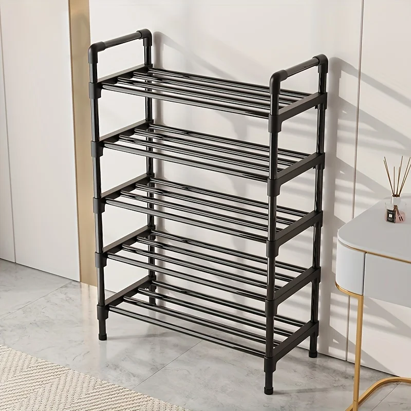Multi-Tier Metal Shoe Rack Stackable Organizer Freestanding Black Space Saving Storage for Closet Bedroom Indoor Outdoor Use