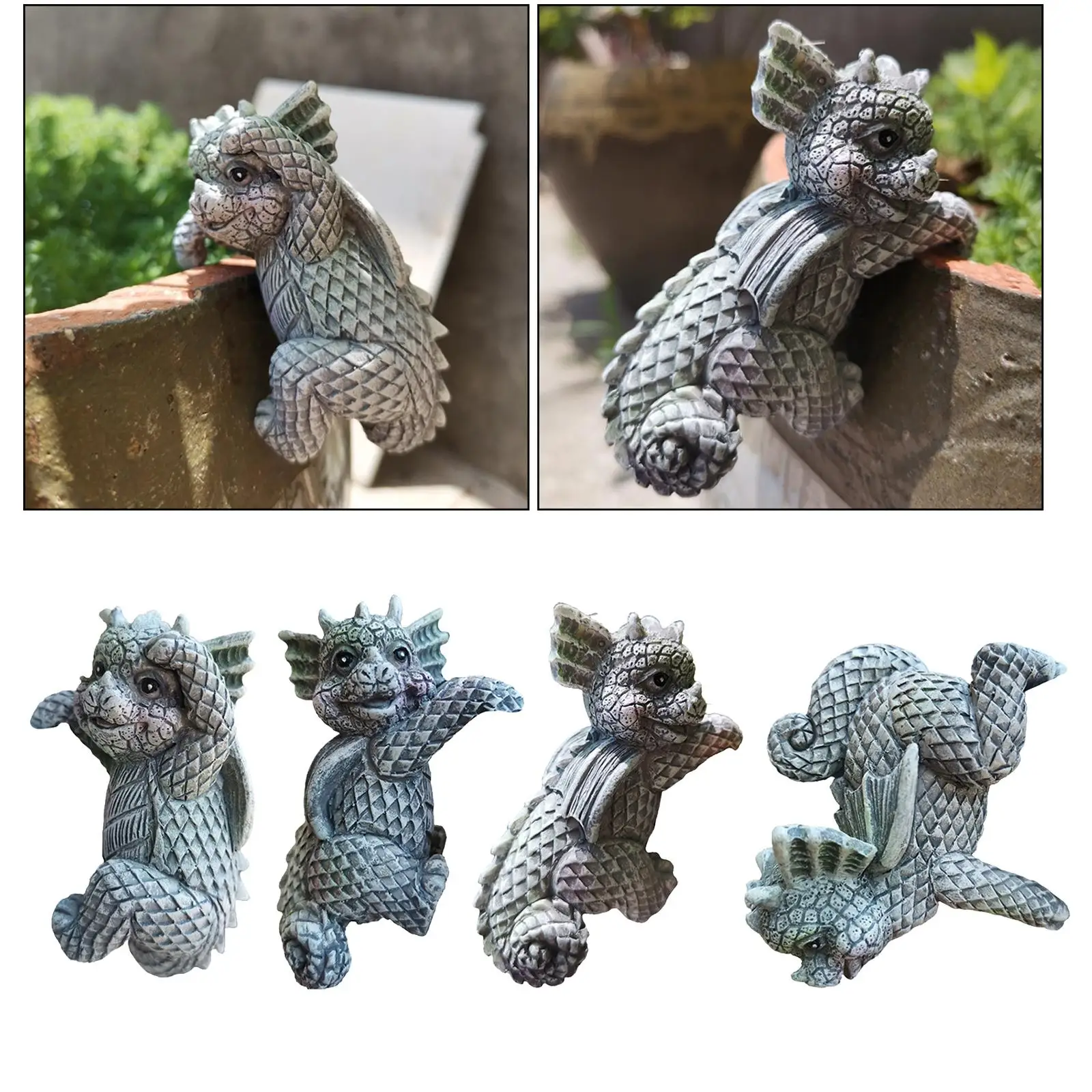 4pcs Resin Cute Garden Statue Decoration Flowerpot Hanger Sculpture Planter Computer Edges Hanging Figurine Dragon Ornament 4pcs Resin Cute Garden Statue Decoration Flowerpot Hanger Sculpture Planter Computer Edges Hanging Figurine Dragon Ornament