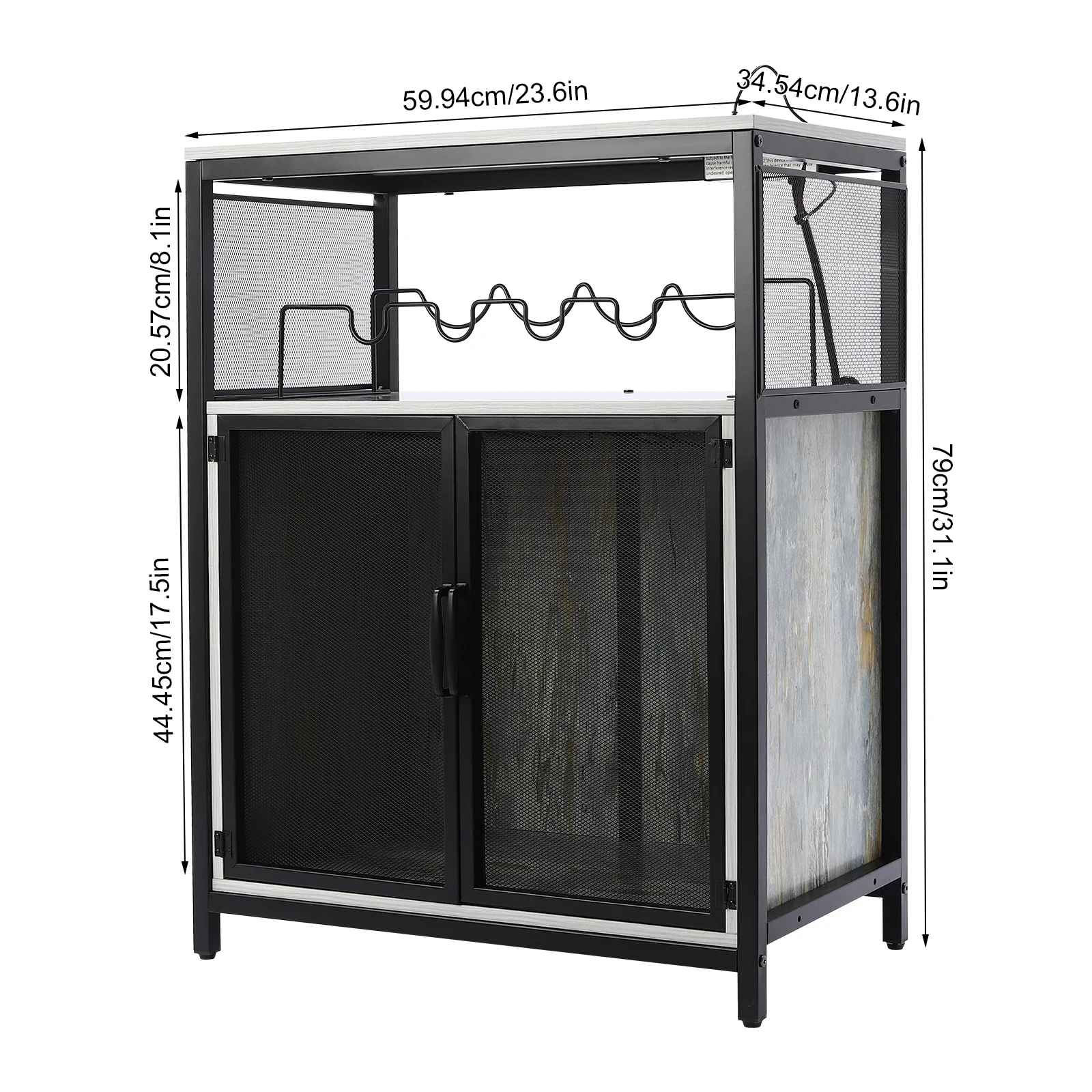 Multifunctional Wine Bar Cabinet, Acts As Coffee Bar/Buffet/Sideboard, Plastic Anti-Slip Foot Mats, Raised Bottom, Dark Brown - Image 2