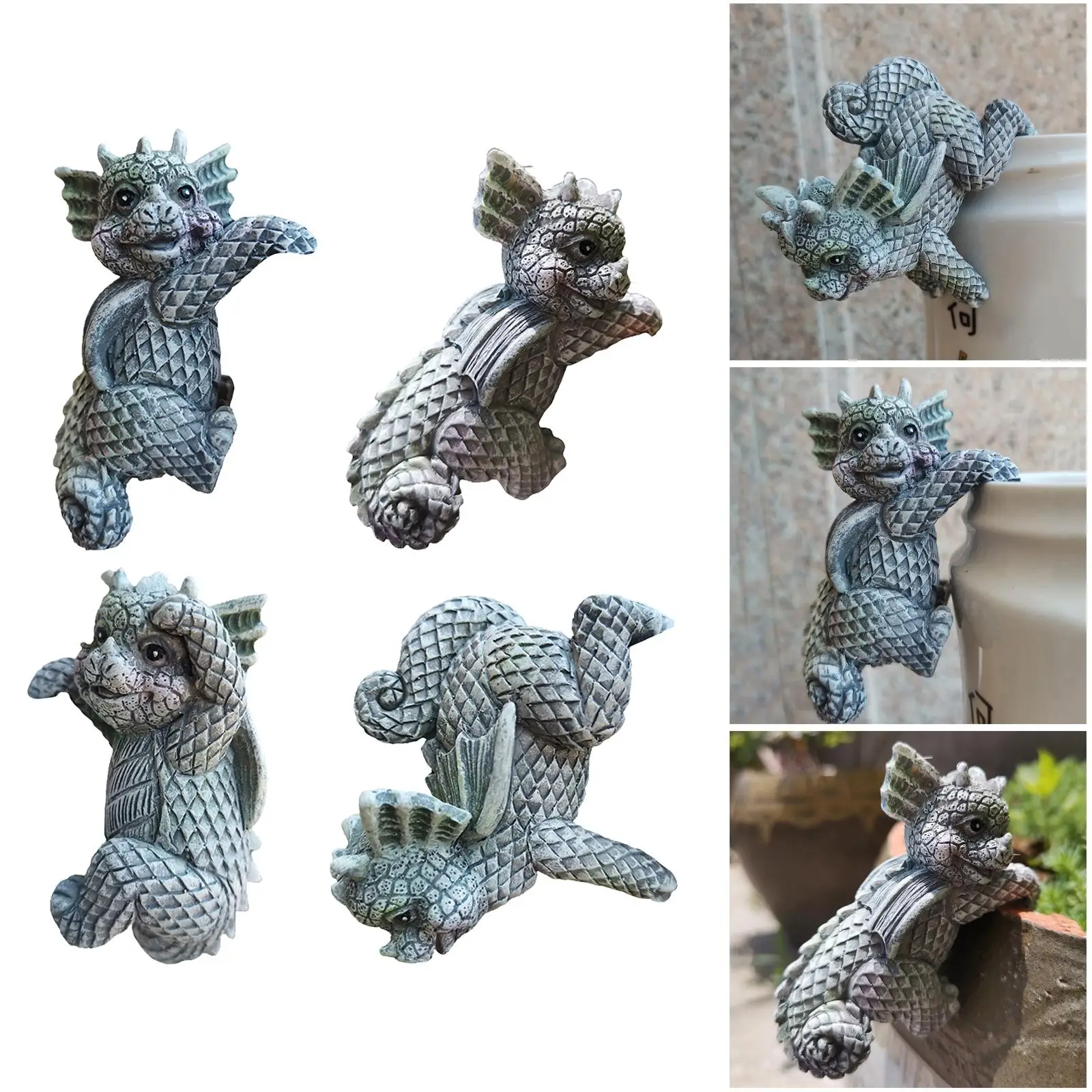 4pcs Resin Cute Garden Statue Decoration Flowerpot Hanger Sculpture Planter Computer Edges Hanging Figurine Dragon Ornament 4pcs Resin Cute Garden Statue Decoration Flowerpot Hanger Sculpture Planter Computer Edges Hanging Figurine Dragon Ornament