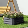 Grey Galvanized Steel Rectangular Raised Garden Bed Planter Box, 100cm W x 100cm D x 30cm H