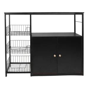 Kitchen Storage Cabinet Multifunctional Floor Standing Sideboard Cabinet Microwave Shelf Organizer Rack Pot Storage