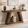 Console Table, 140cm Rustic Sofa Table with Storage, Industrial Wooden Entryway Table for Hallway, Living Room, Dark Brown