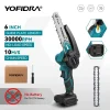 YOFIDRA 6 Inch 30000RPM Electric Chainsaw Handheld Garden Woodworking Tree Branches Cutter Power Tool For Makita Battery Pin