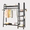 Double Clothes Rack Clothes Rail With Hooks Hanging Clothe Organizer Storage Garment Shelf For Bedroom Clothing Hanger Stand