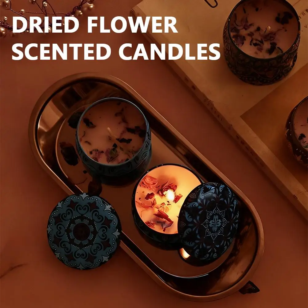 Dried Flower Scented Candle Soy Wax Candle Jars Flower Fragrance Scent Candle Wedding Ceremony Birthday Gifts Home Decoration - Image 2