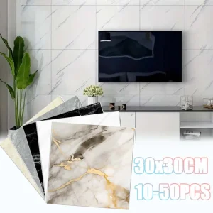 10/30/50PCS Simulated Thick Marble Tile Wall Sticker PVC Waterproof Self-adhesive Living Room Toilet Kitchen Home Floor Stickers