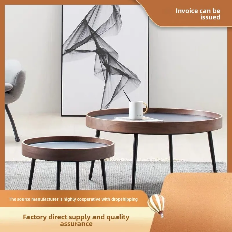 Nordic coffee table living room round small coffee table casual small table - Image 5