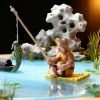 HUAHUA2025 NEW Garden Decor Resin Statue, Fishing Old Man Figure for Micro-Landscape, Handcrafted Outdoor Ornament for Yard