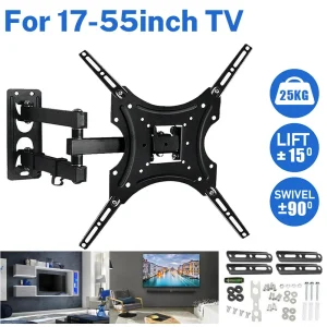 Universal Retractable TV Monitor Wall Mount Bracket Articulating Arms Swivel Tilt Extension Rotation TV Stand Expansion Bracket