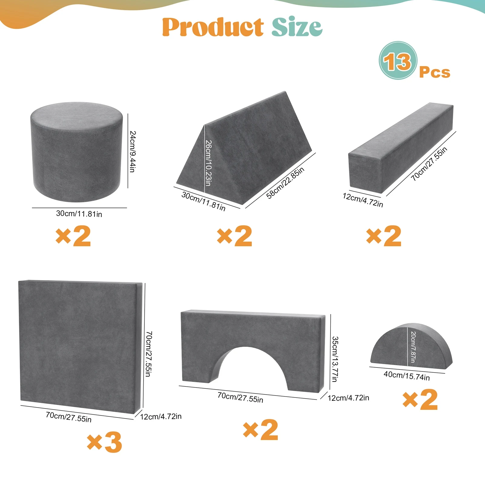 13Pcs Modular Kids Play Couch 25D Sponge Foam Comfortable Lightweight Child Sectional Sofa for Baby Room Bedroom - Image 2