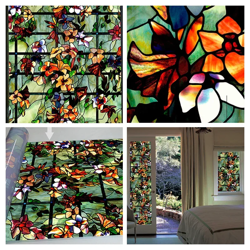 Window Privacy Film Adhesive Film Static Clings 3D Decorative Flower Window Film Stained Vinyl Glass Christmas Window Sticker - Image 5