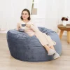 XXL Velvet Bean Bag Chair 120x120x70cm Soft Fluffy Lazy Sofa with Premium Foam Filling for Living Room Bedroom Gaming