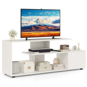 GOFLAME TV Stand for TVs up to 55” 3-Tier Media Console Table w/Storage-White