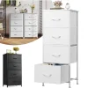 Chest of Drawers, Fabric Drawers Cabinet with Wooden Top and Metal Frame, Cloth Storage Organizer for Bedroom Living Room